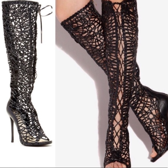 Lace open toe Boots - Picture 1 of 2